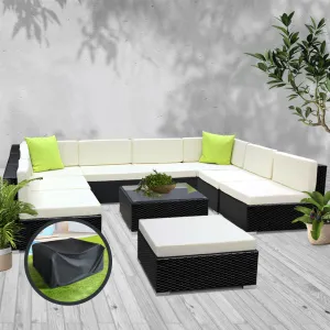 10-Piece UV-Resistant Wicker Outdoor Sofa Set - Gardeon