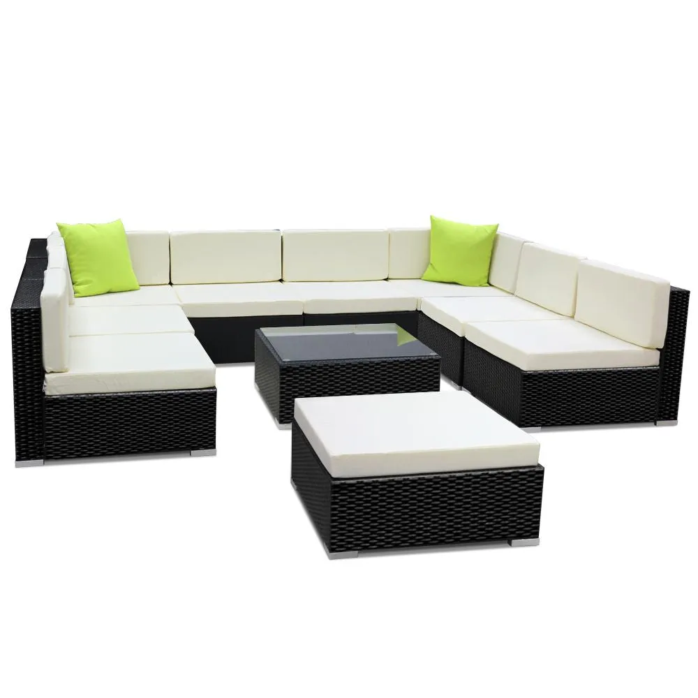 10-Piece UV-Resistant Wicker Outdoor Sofa Set - Gardeon