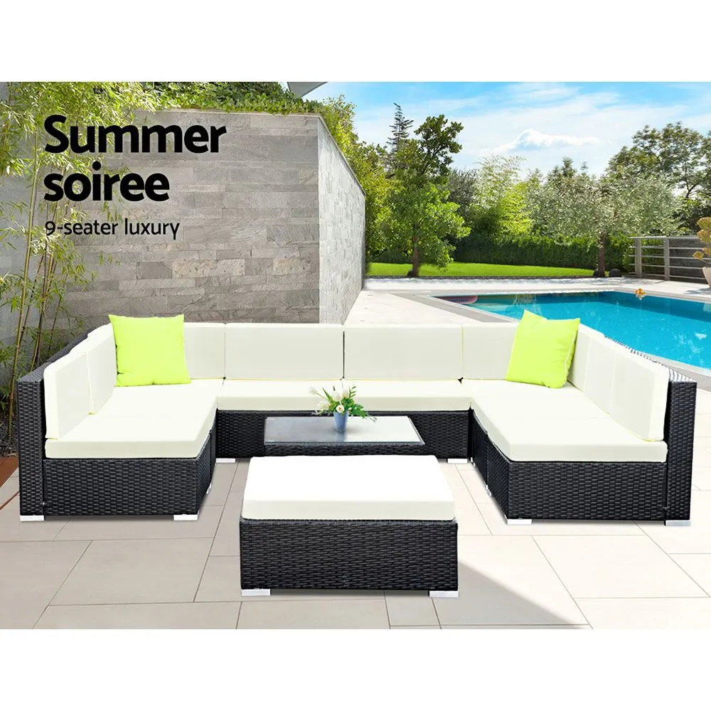 10-Piece UV-Resistant Wicker Outdoor Sofa Set - Gardeon