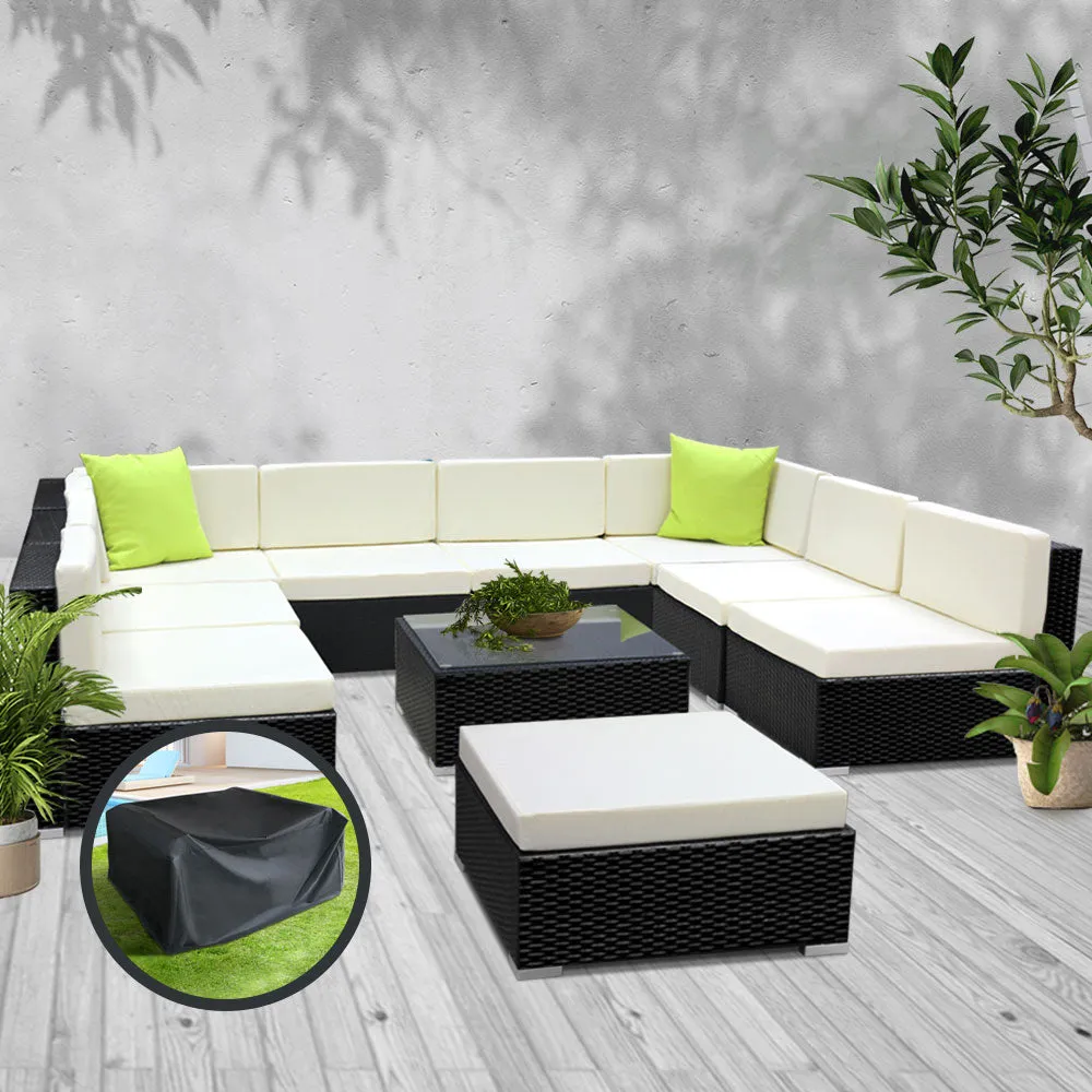 10-Piece UV-Resistant Wicker Outdoor Sofa Set - Gardeon