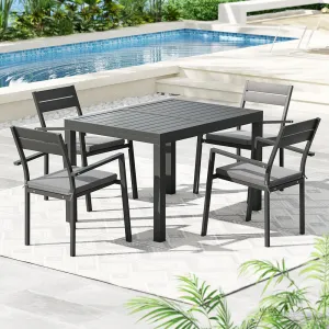 5-Piece Extendable Outdoor Dining Set, Aluminum, Black - Gardeon