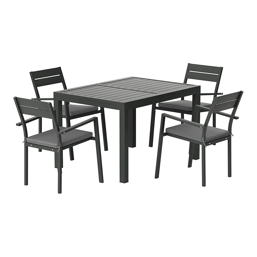 5-Piece Extendable Outdoor Dining Set, Aluminum, Black - Gardeon