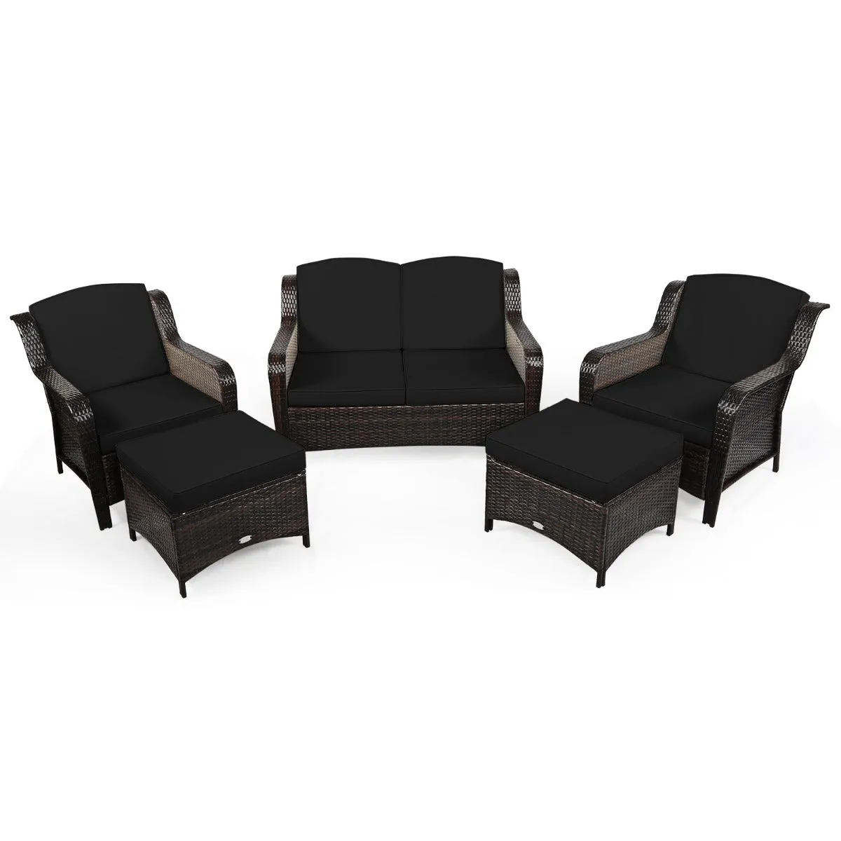 5 Pieces Patio Furniture Set with Removable Cushions and Strong Frame