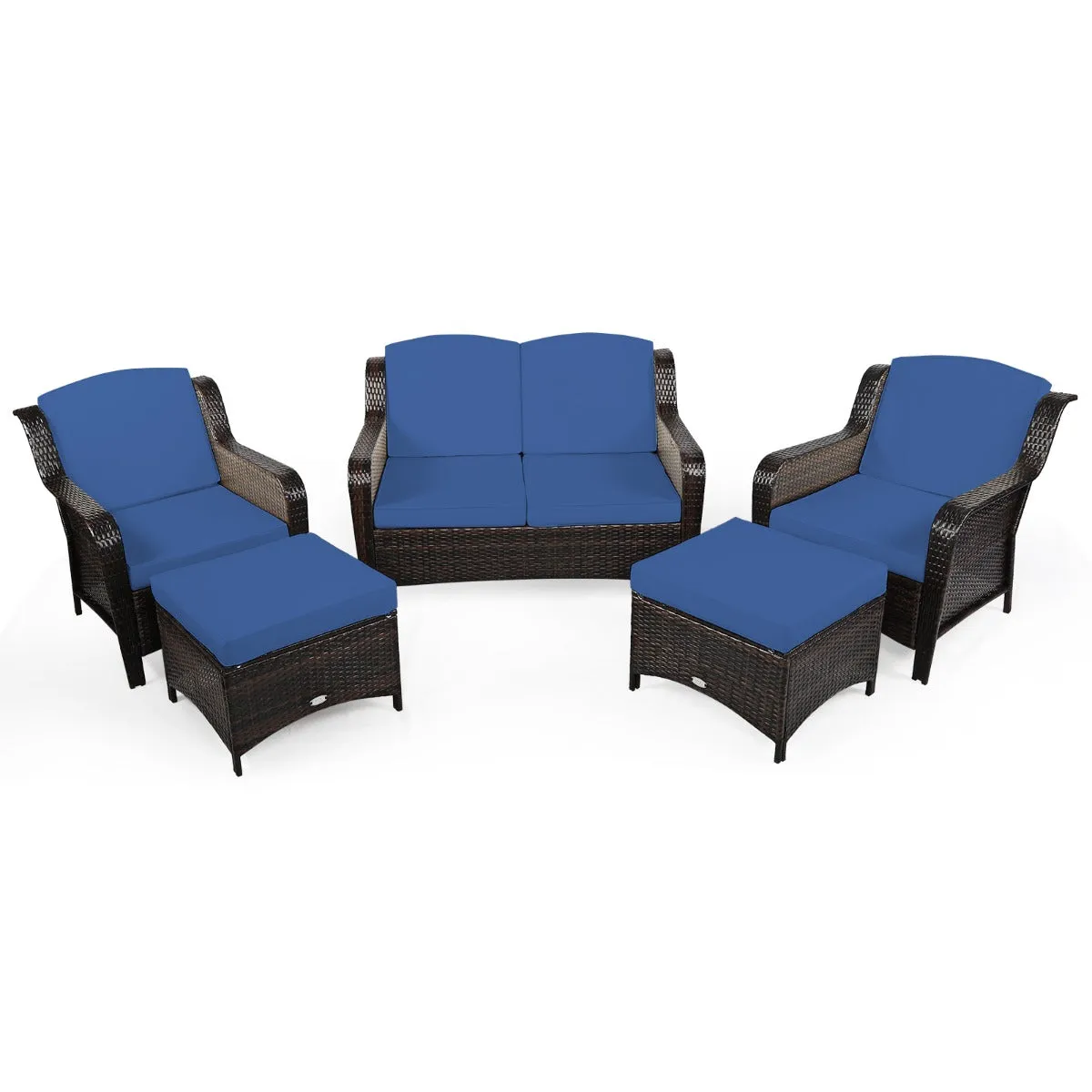 5 Pieces Patio Furniture Set with Removable Cushions and Strong Frame