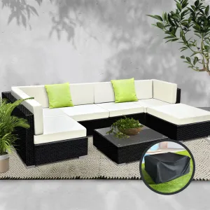 7-Piece UV-Resistant Wicker Outdoor Sofa Set - Gardeon