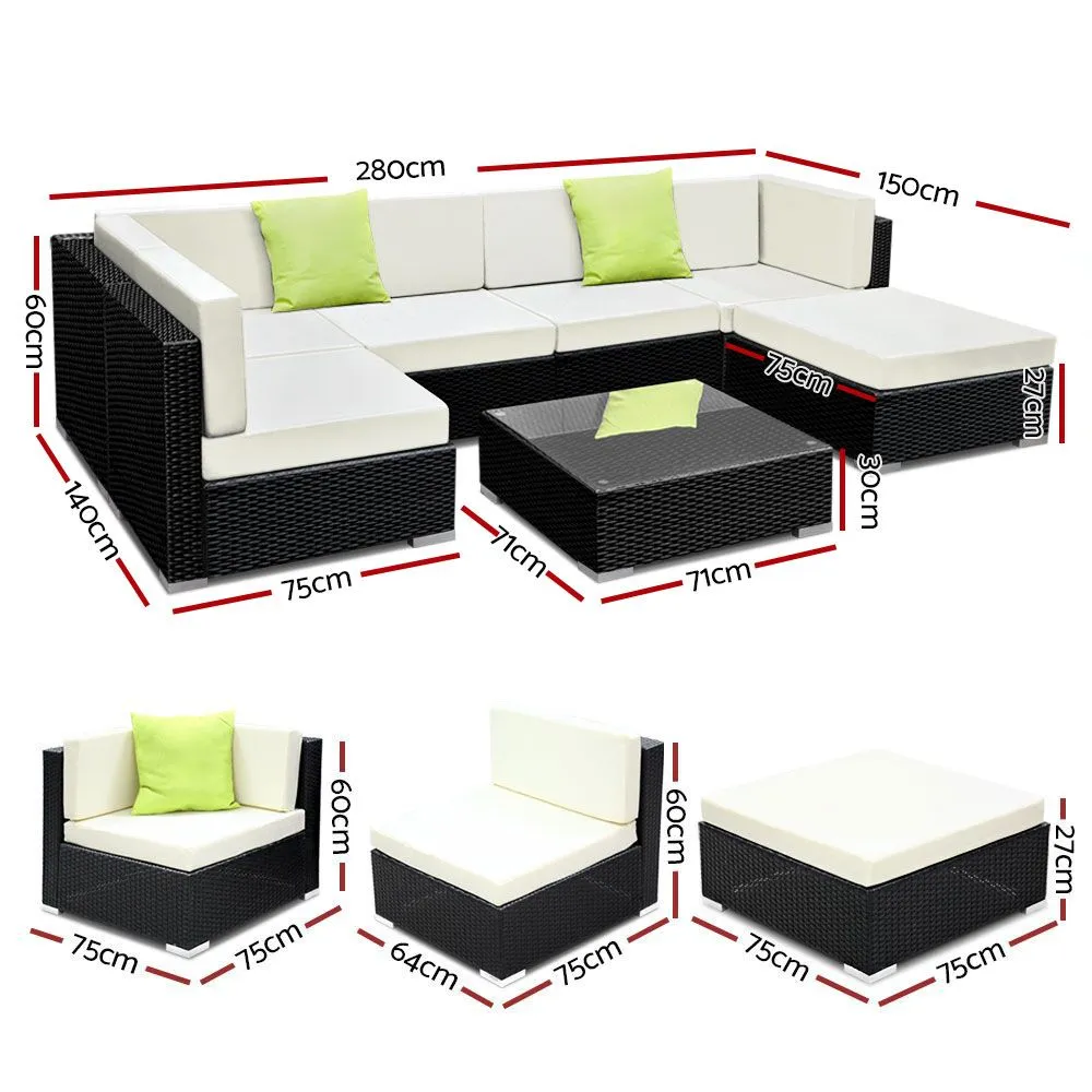 7-Piece UV-Resistant Wicker Outdoor Sofa Set - Gardeon
