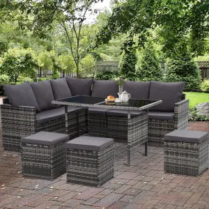 9-Seater UV-Resistant Wicker Outdoor Sofa Dining Set Gardeon