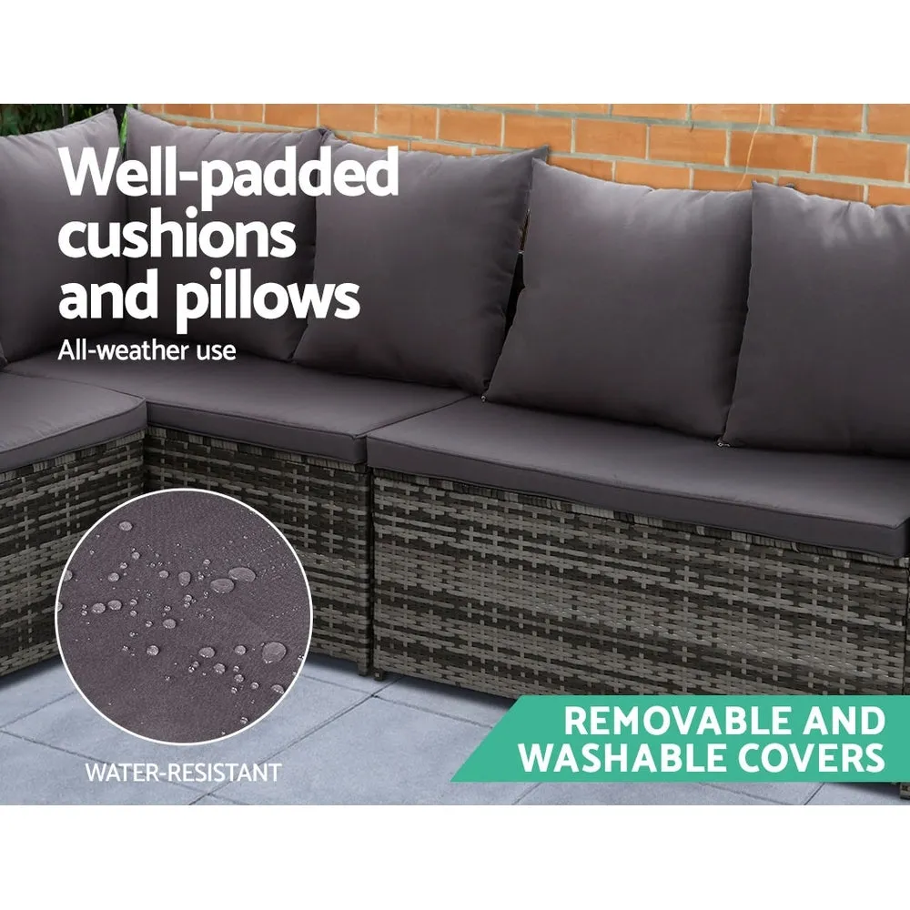 9-Seater UV-Resistant Wicker Outdoor Sofa Dining Set Gardeon