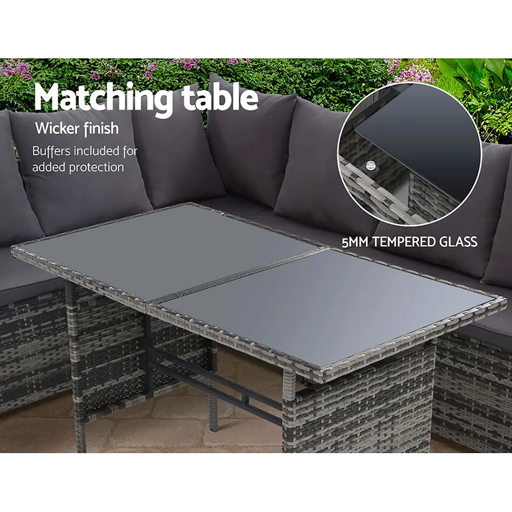 9-Seater UV-Resistant Wicker Outdoor Sofa Dining Set Gardeon