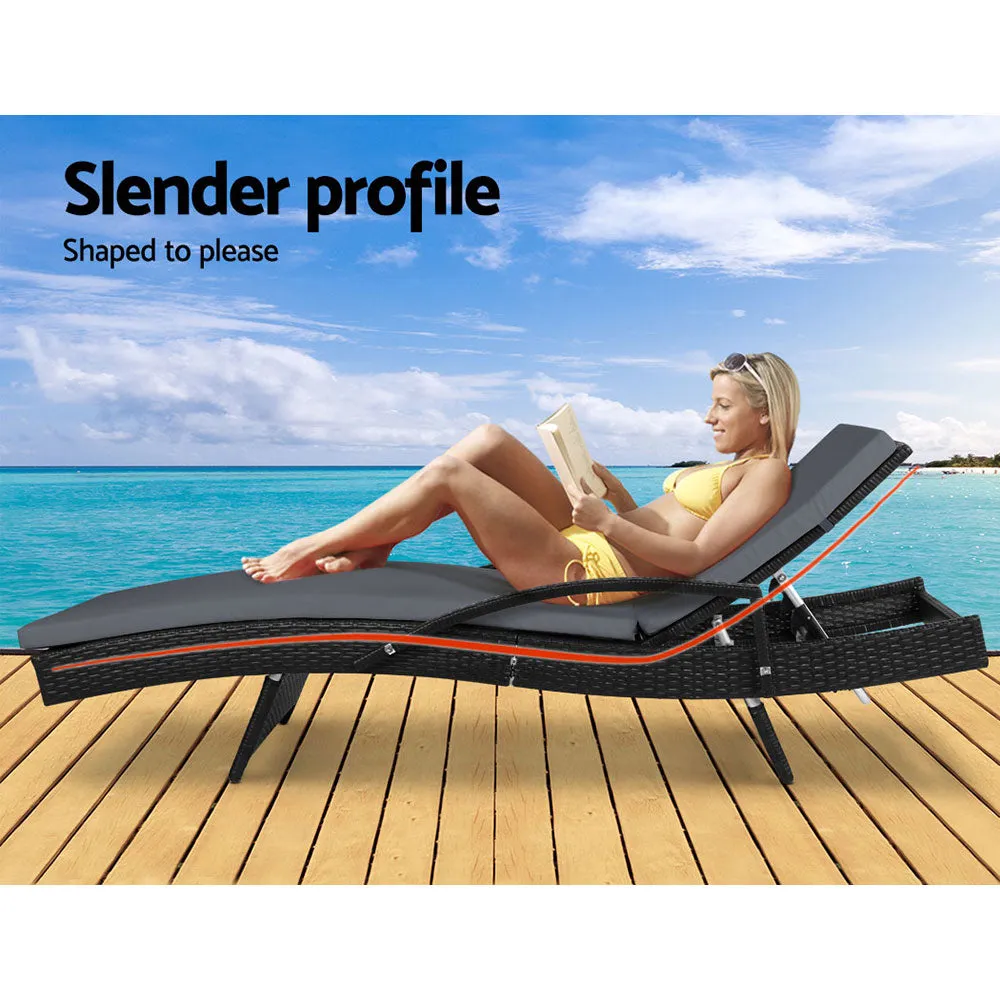 Adjustable 2PC Wicker Sun Lounge Set, UV Resistant, Gardeon