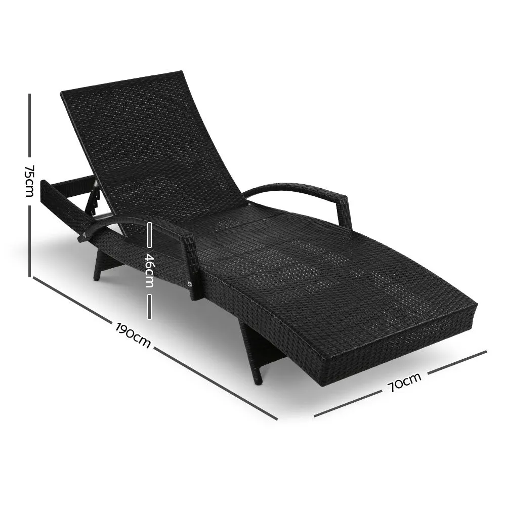 Adjustable 2PC Wicker Sun Lounge Set, UV Resistant, Gardeon