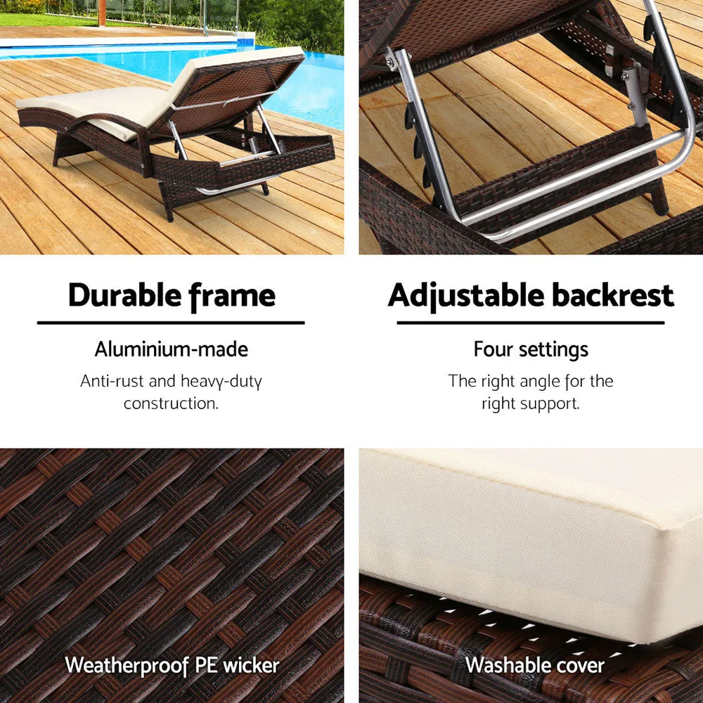 Adjustable Sun Lounge Set, UV-Resistant, Aluminium - Gardeon