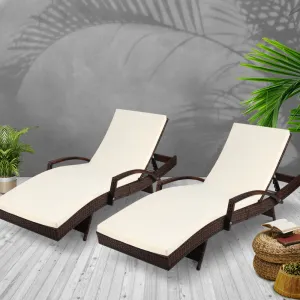 Adjustable Sun Lounge Set, UV-Resistant, Aluminium - Gardeon