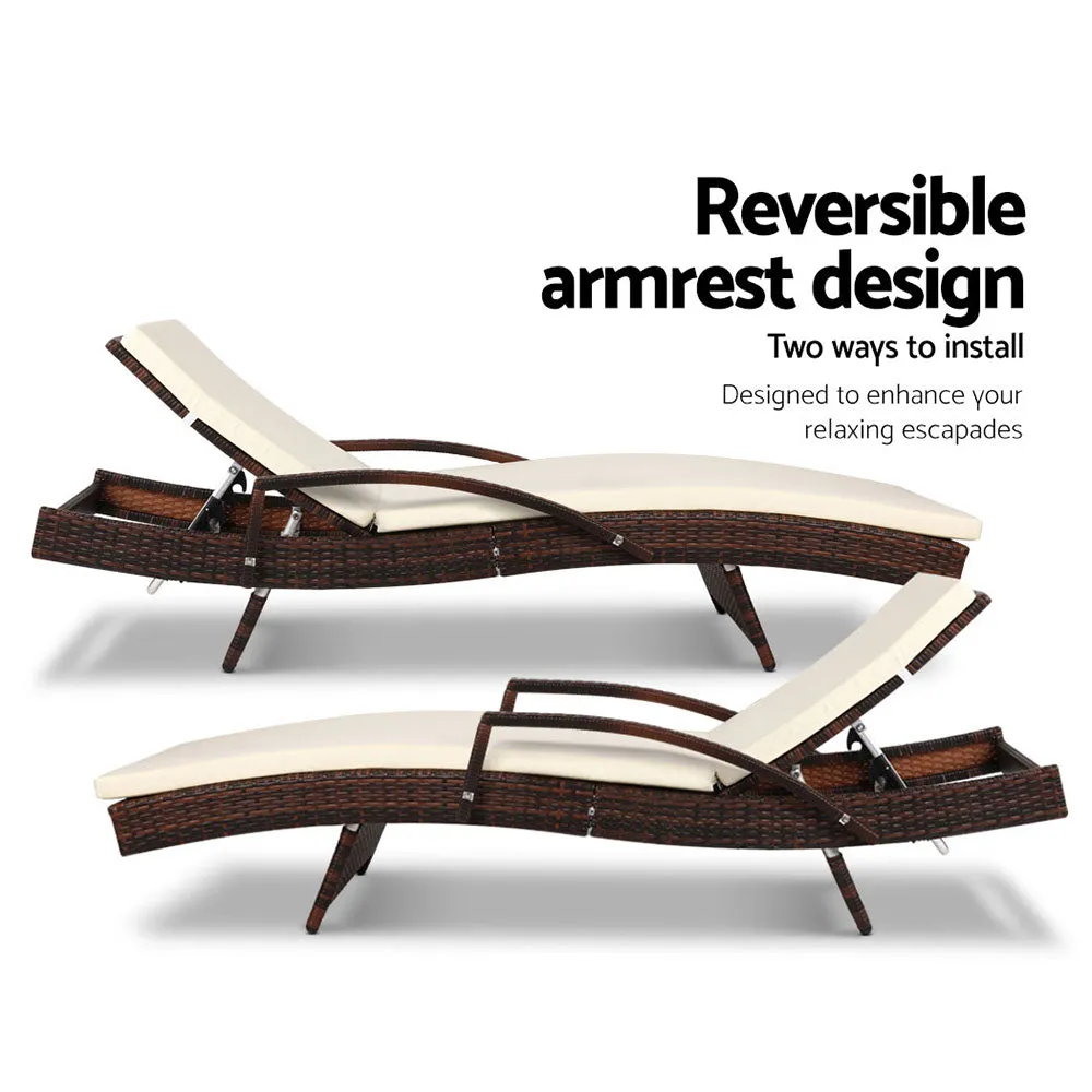 Adjustable Sun Lounge Set, UV-Resistant, Aluminium - Gardeon