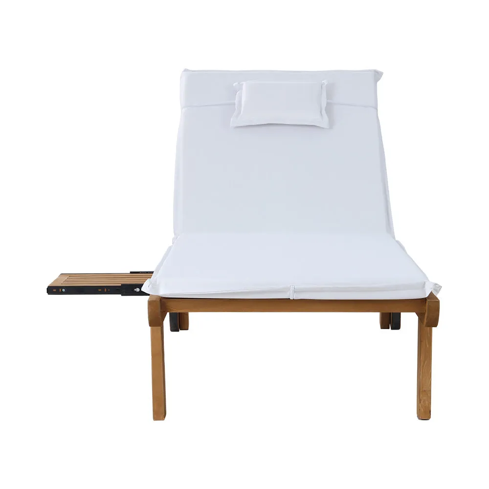 Adjustable Wooden Sun Lounger Set with Wheels - Gardeon