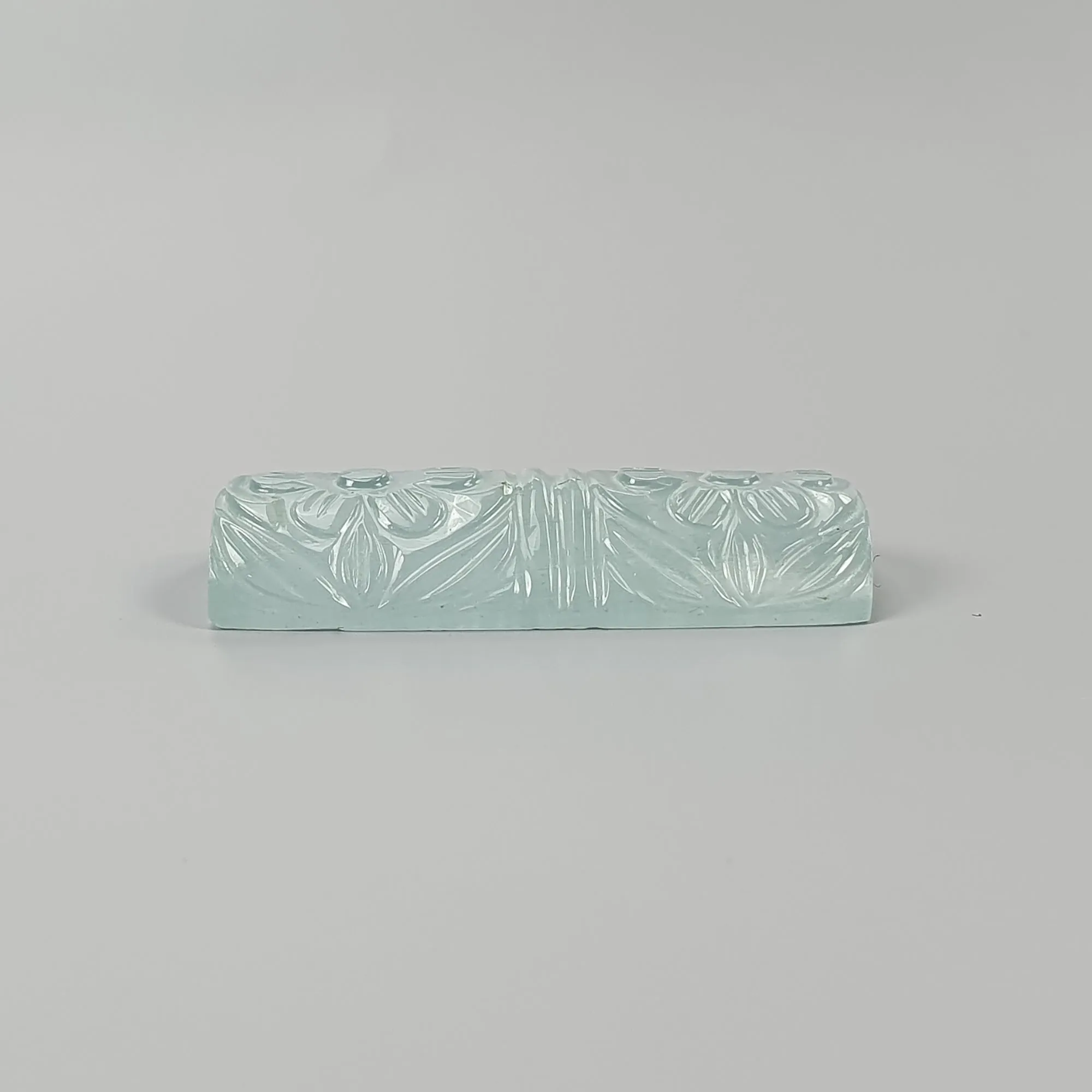 AQUAMARINE Gemstone Carving : 35.80cts Natural Untreated Blue Aquamarine Hand Carved Cushion Shape 37*16mm
