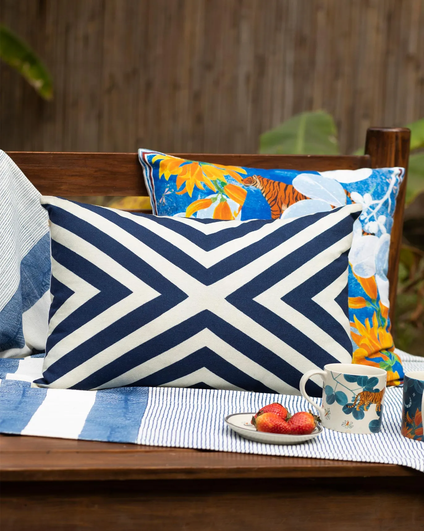 Bhoomi Cushion Cover - Indigo & Ivory
