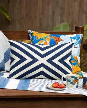 Bhoomi Cushion Cover - Indigo & Ivory