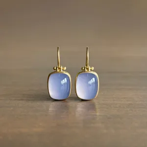 Blue Chalcedony Rectangle Cushion Earrings