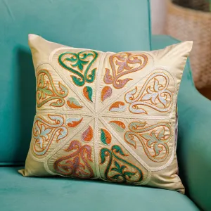 Classic Embroidered Silk Blend Cushion Cover from Uzbekistan - Royal Union | NOVICA