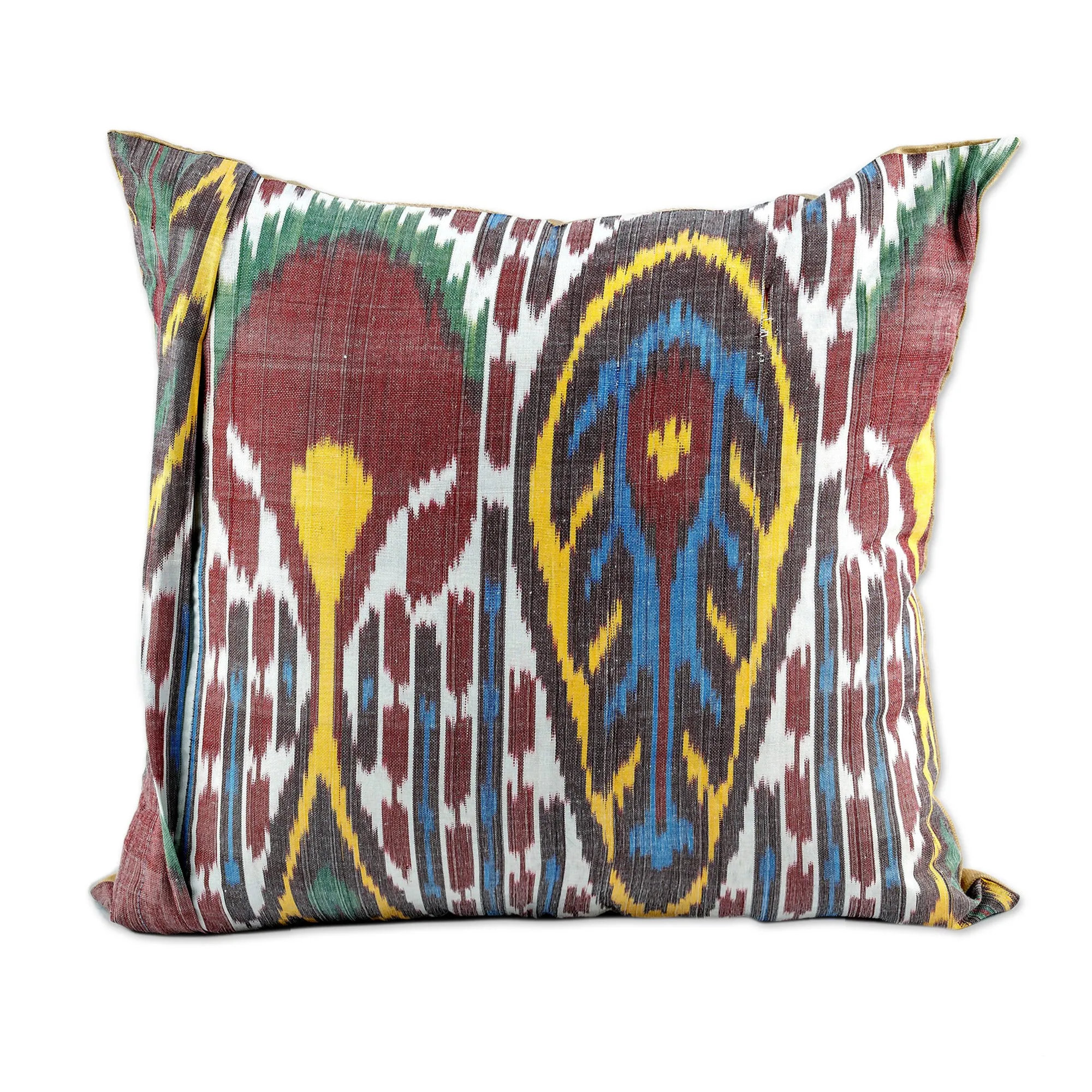 Classic Embroidered Silk Blend Cushion Cover from Uzbekistan - Royal Union | NOVICA