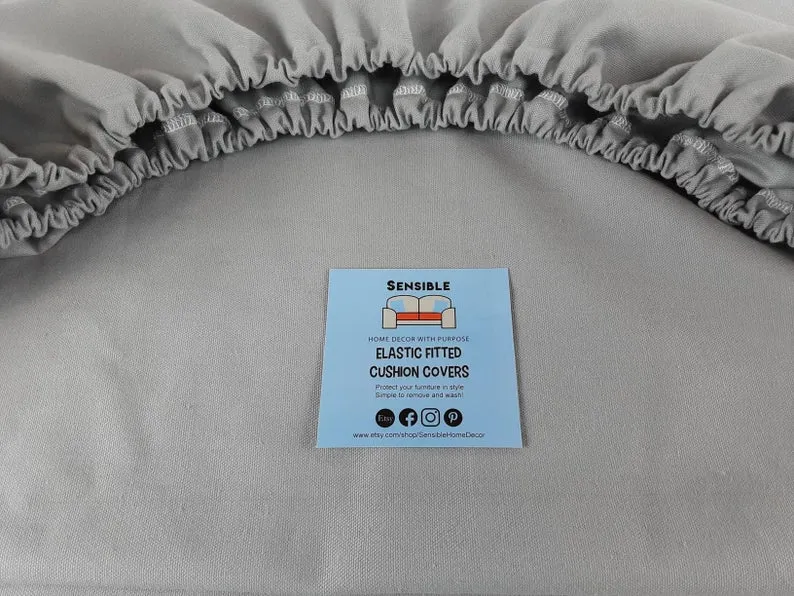 Custom Elastic Fitted & Protective Cushion Cover - Durable Duck Canvas - Choice of Solid Colors