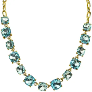 Day Dreamer Crystal Cushion Cut Necklace (Goldtone/Lt. Aqua AB)