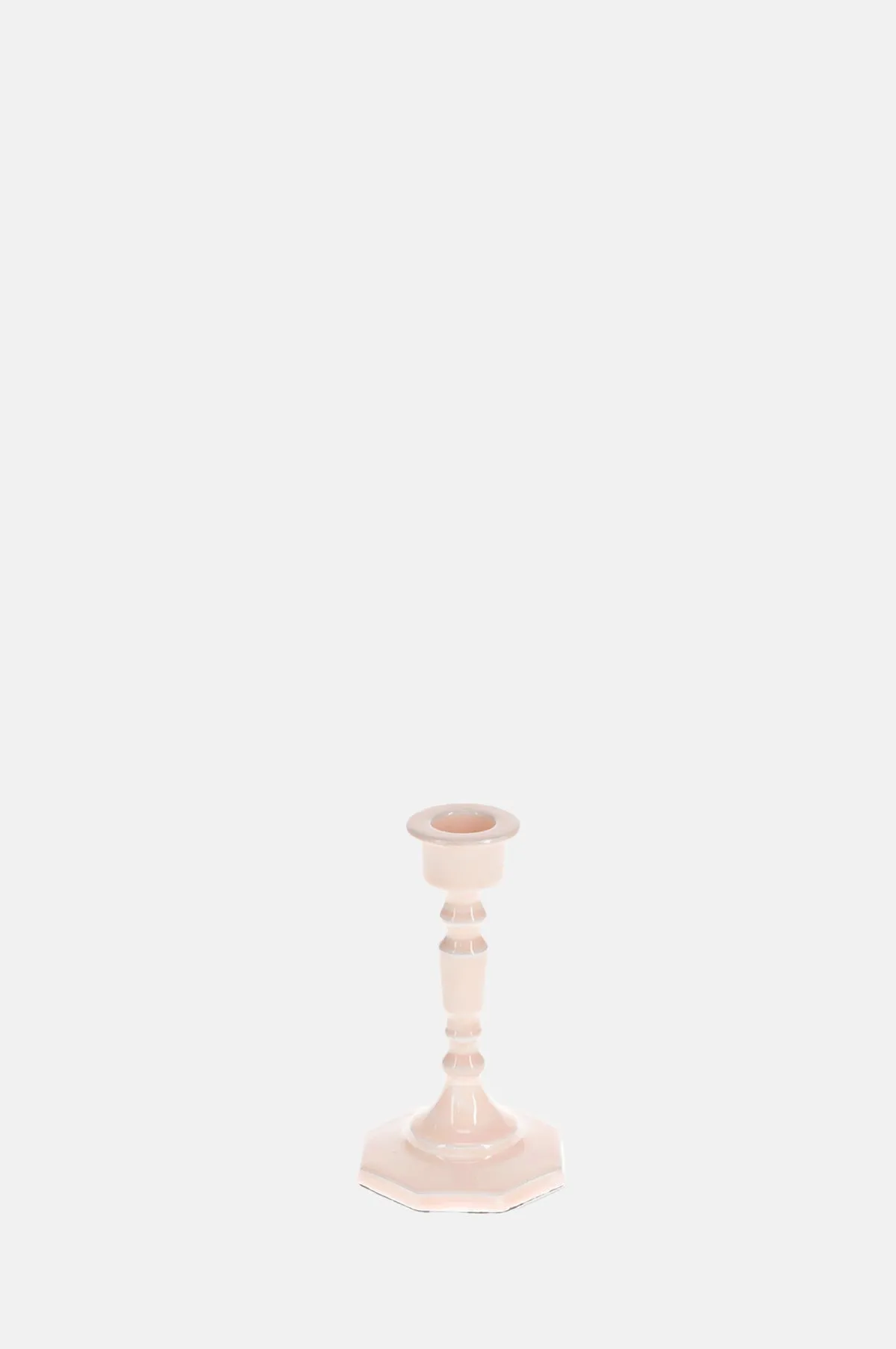 Enamel Candlestick 13cm Soft Pink