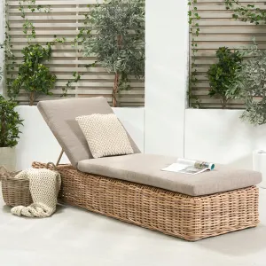 Garda Rattan Sun Lounger in Natural Antique