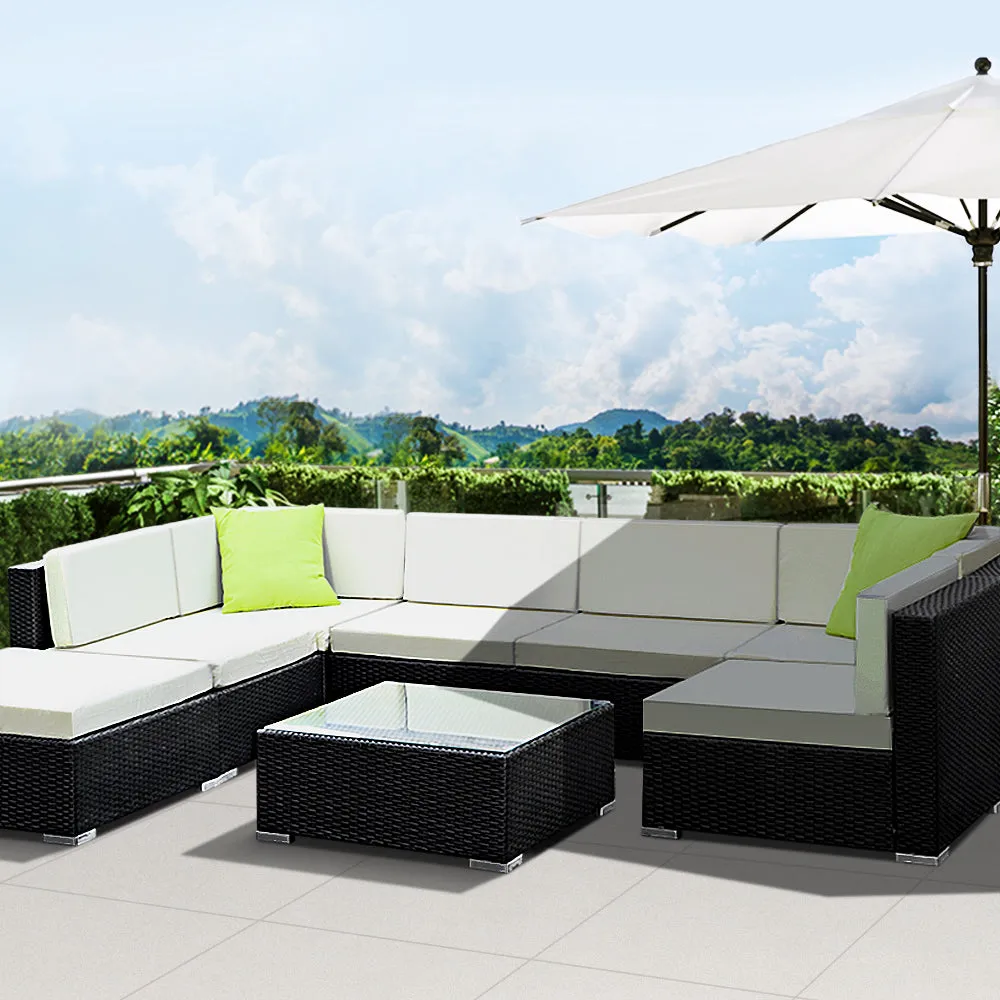 Gardeon 8-Piece Outdoor Sofa Set Wicker Couch Lounge Setting Cover