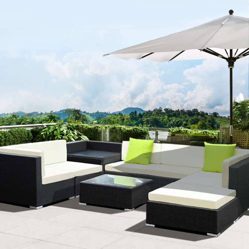 Gardeon 9-Piece Outdoor Sofa Set Wicker Couch Lounge Setting 7 Seater