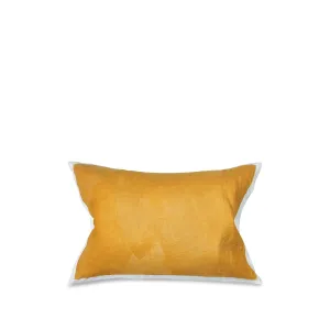 Hand Painted Linen Cushion in Mustard Yellow, 60cm x 40cm
