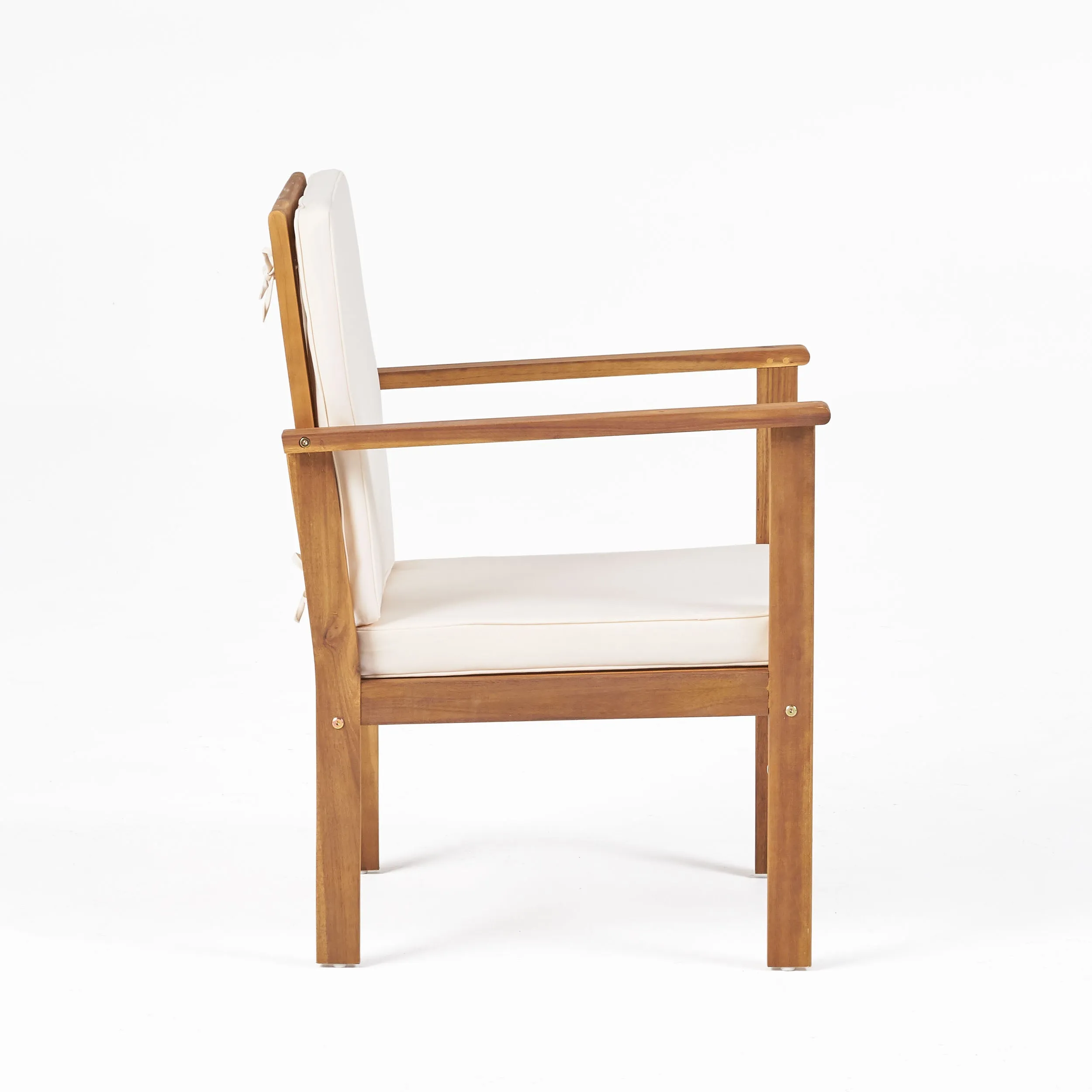 Harvey Outdoor Acacia Wood Club Chair and Coffee Table Set with Cushions
