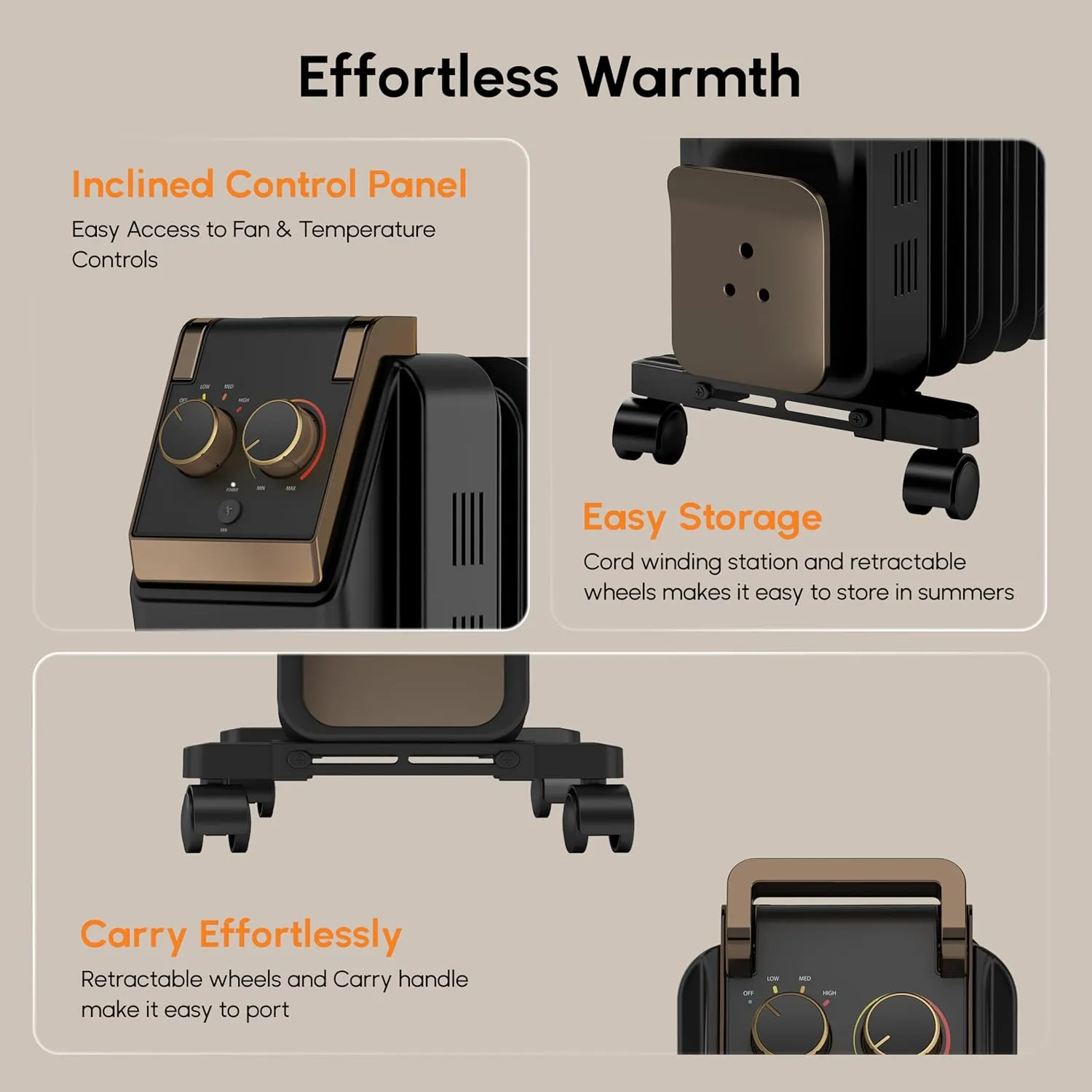 Havells 13 Fin Hestio Straight Fin OFR | 2900 Watt, Thermostatic heat control with 3 power settings & PTC fan control | Superior grade oil for long-lasting heat | (Black)