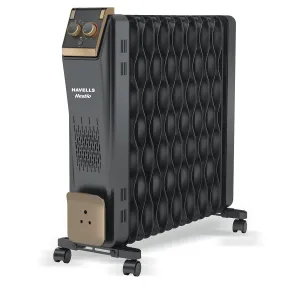 Havells 15 Fin Hestio Wave Fin OFR | 2900 Watt, Thermostatic heat control with 3 power settings & PTC fan control | Superior grade oil for long-lasting heat | (Black) GHROFCTK290