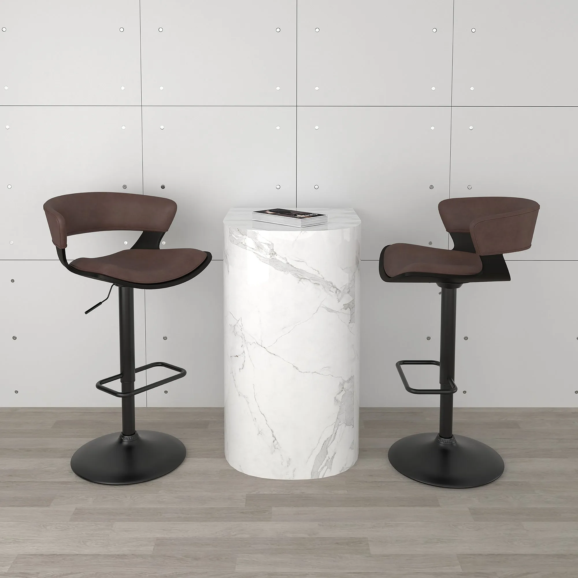 Height Adjustable Bar Stools | Set of 2 | Rover Brown