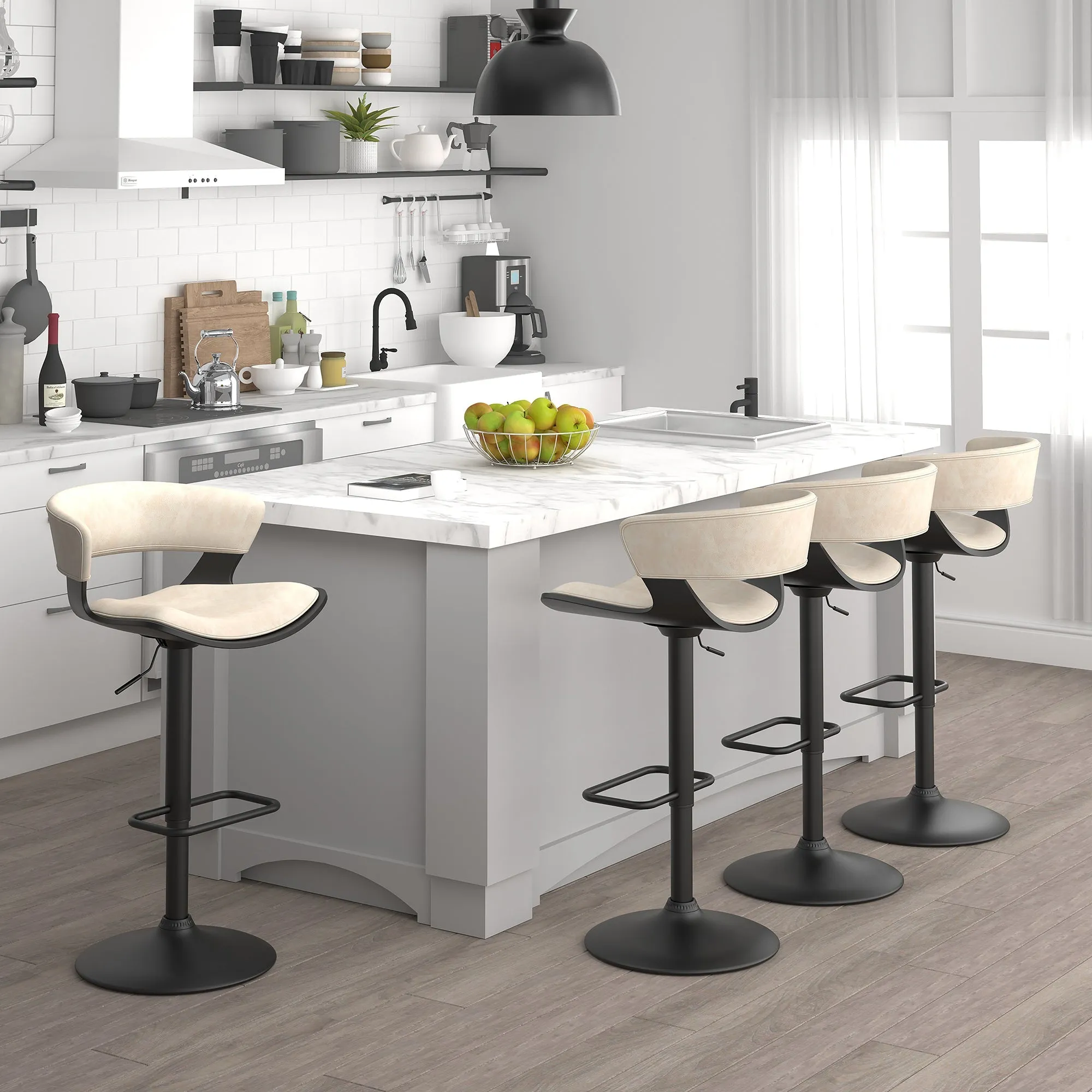 Height Adjustable Bar Stools | Set of 2 | Rover Cream