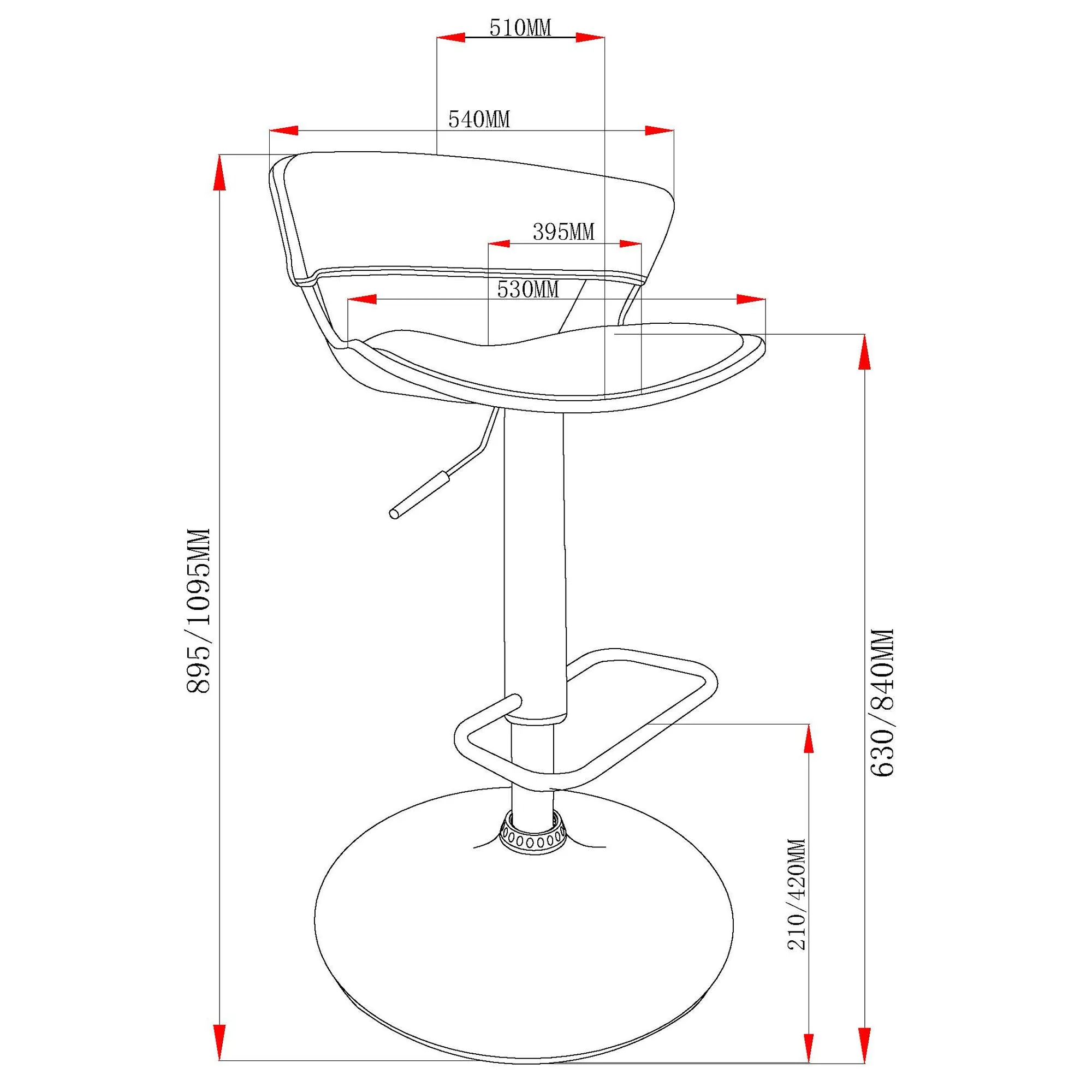 Height Adjustable Bar Stools | Set of 2 | Rover Grey