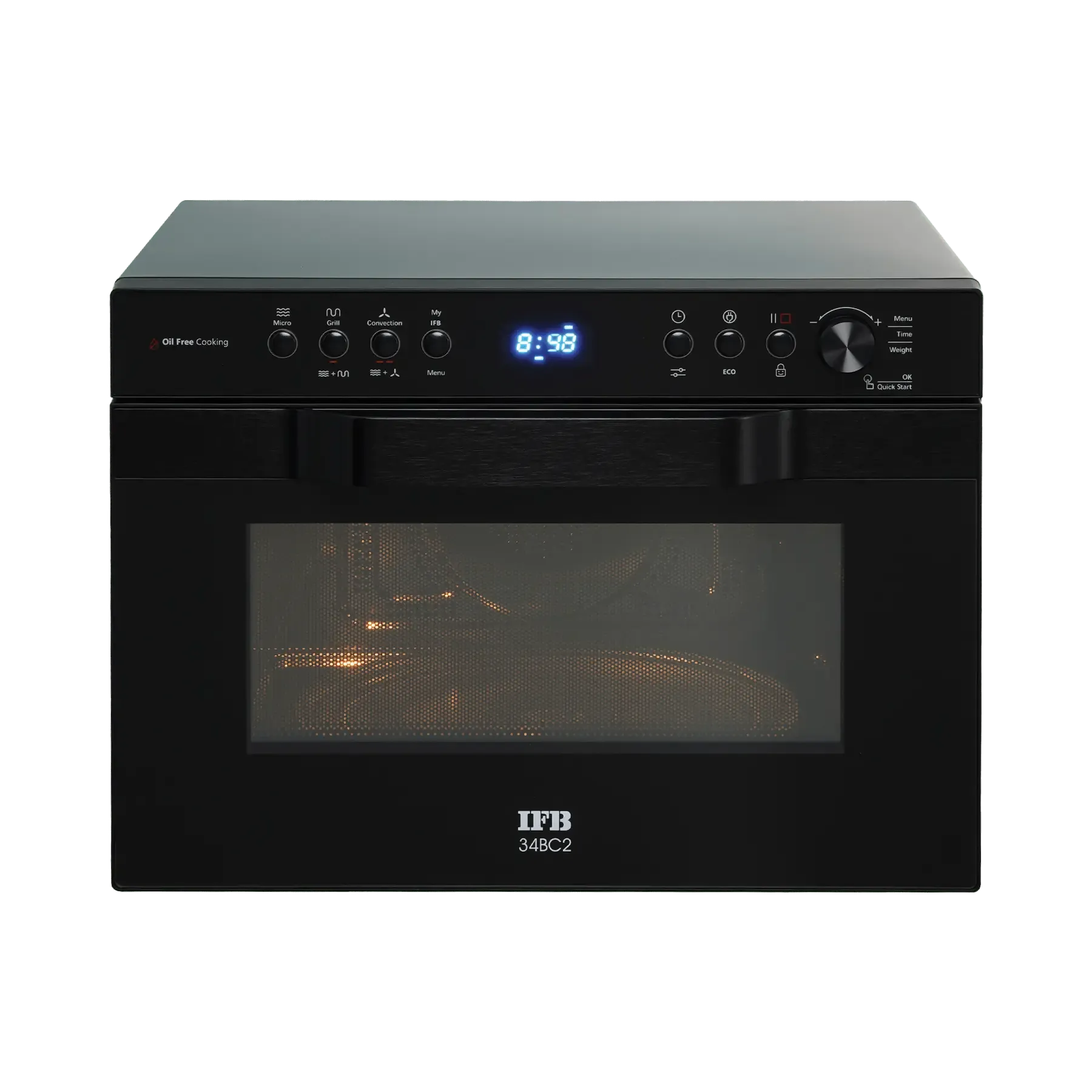 IFB 34BC2 34 Litre Convection Microwave Oven with 151 Auto Cook Menus, Oil-Free Cooking & Rotisserie (Black)