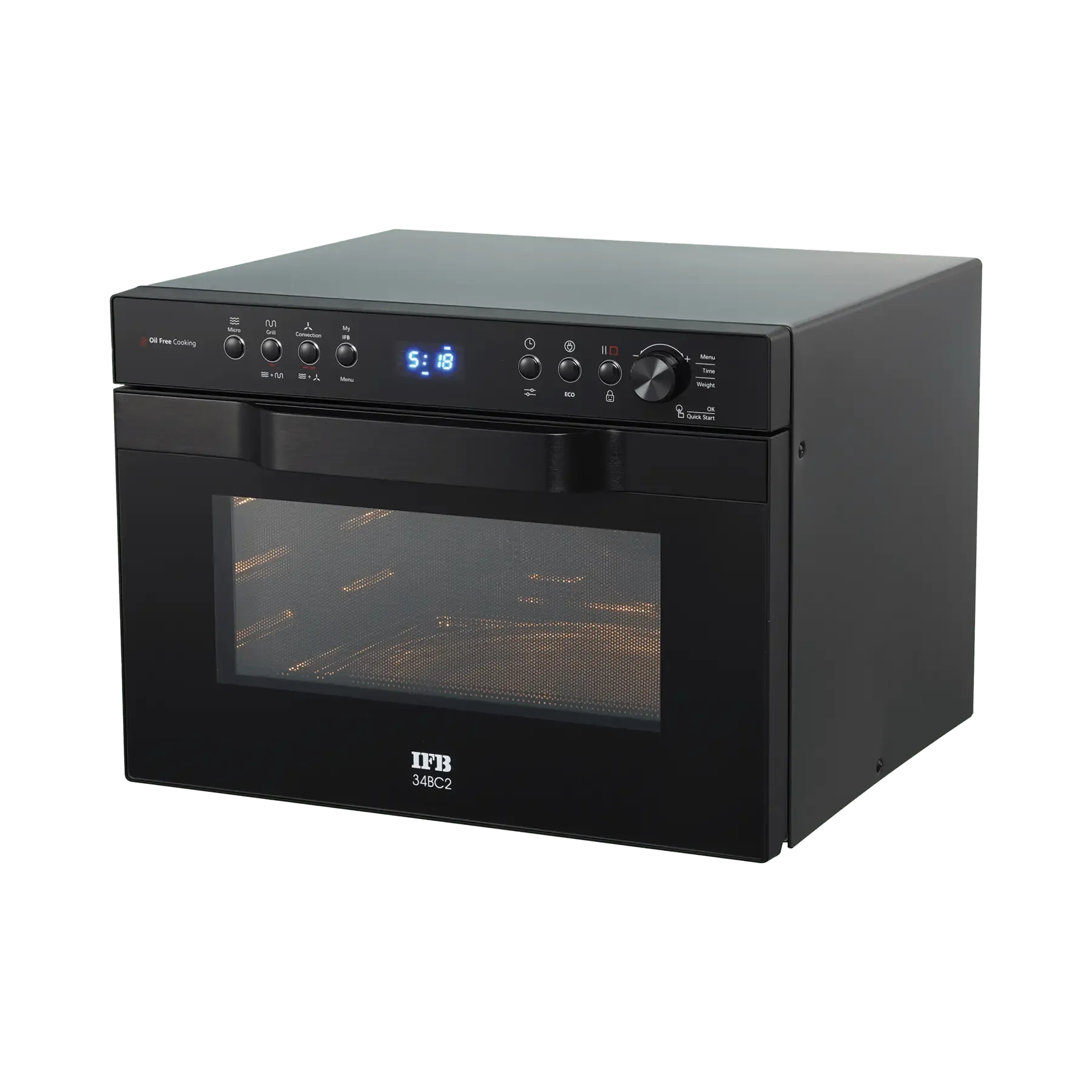 IFB 34BC2 34 Litre Convection Microwave Oven with 151 Auto Cook Menus, Oil-Free Cooking & Rotisserie (Black)