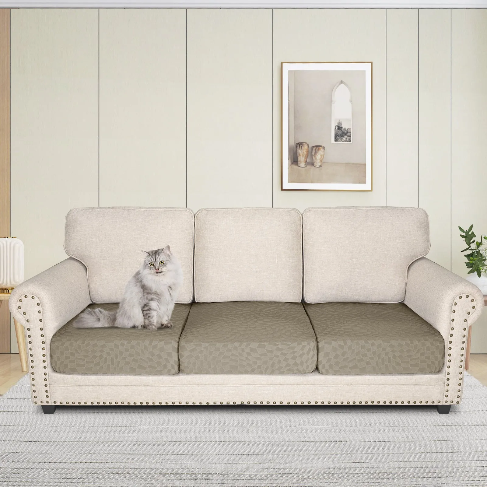 Irregular Plaid Pattern Waterproof Sectional Cushion Couch Covers