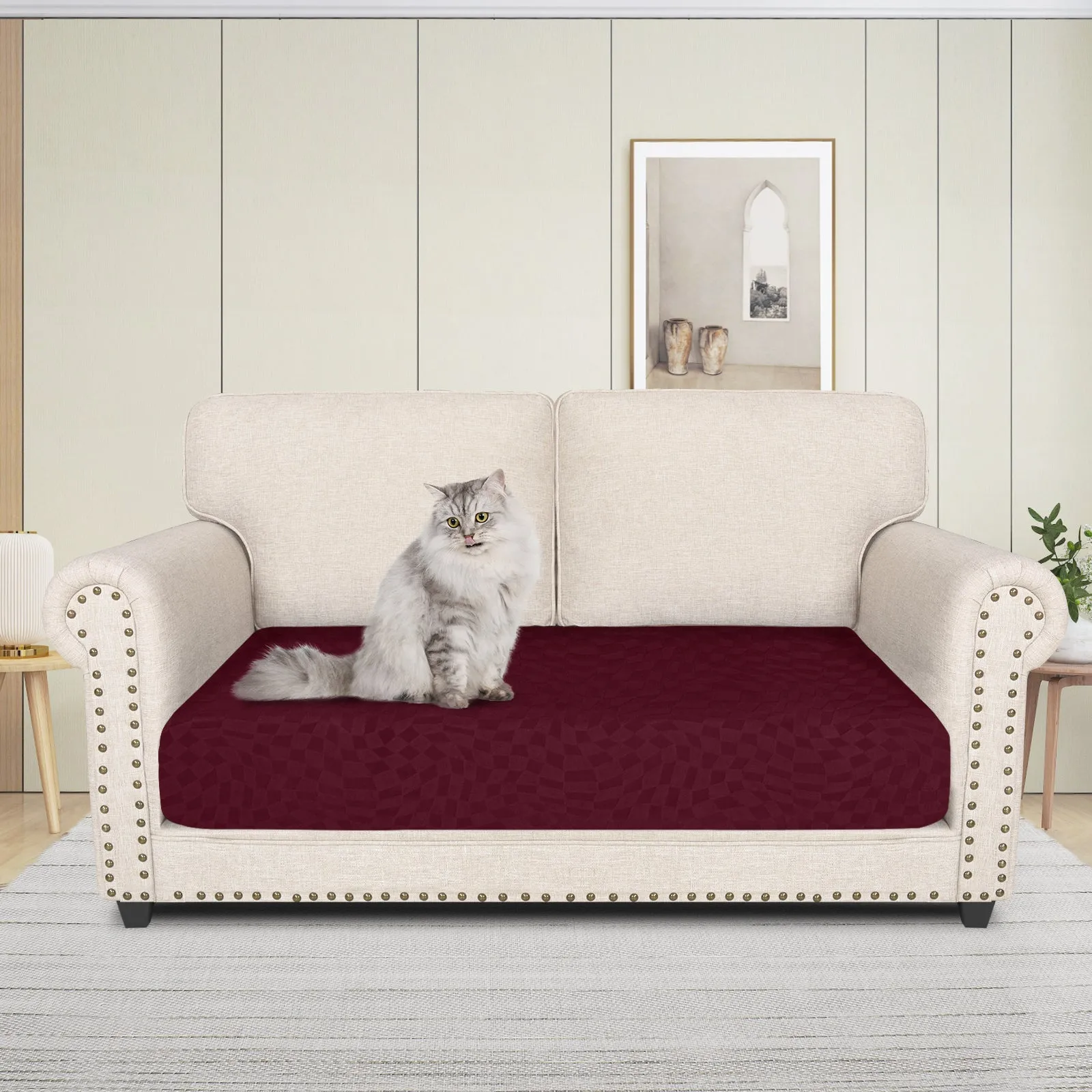 Irregular Plaid Pattern Waterproof Sectional Cushion Couch Covers