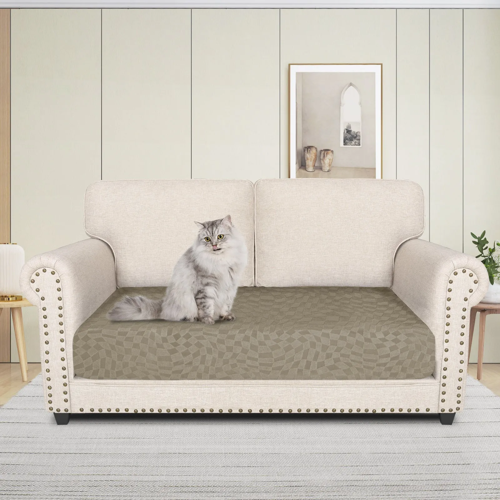 Irregular Plaid Pattern Waterproof Sectional Cushion Couch Covers
