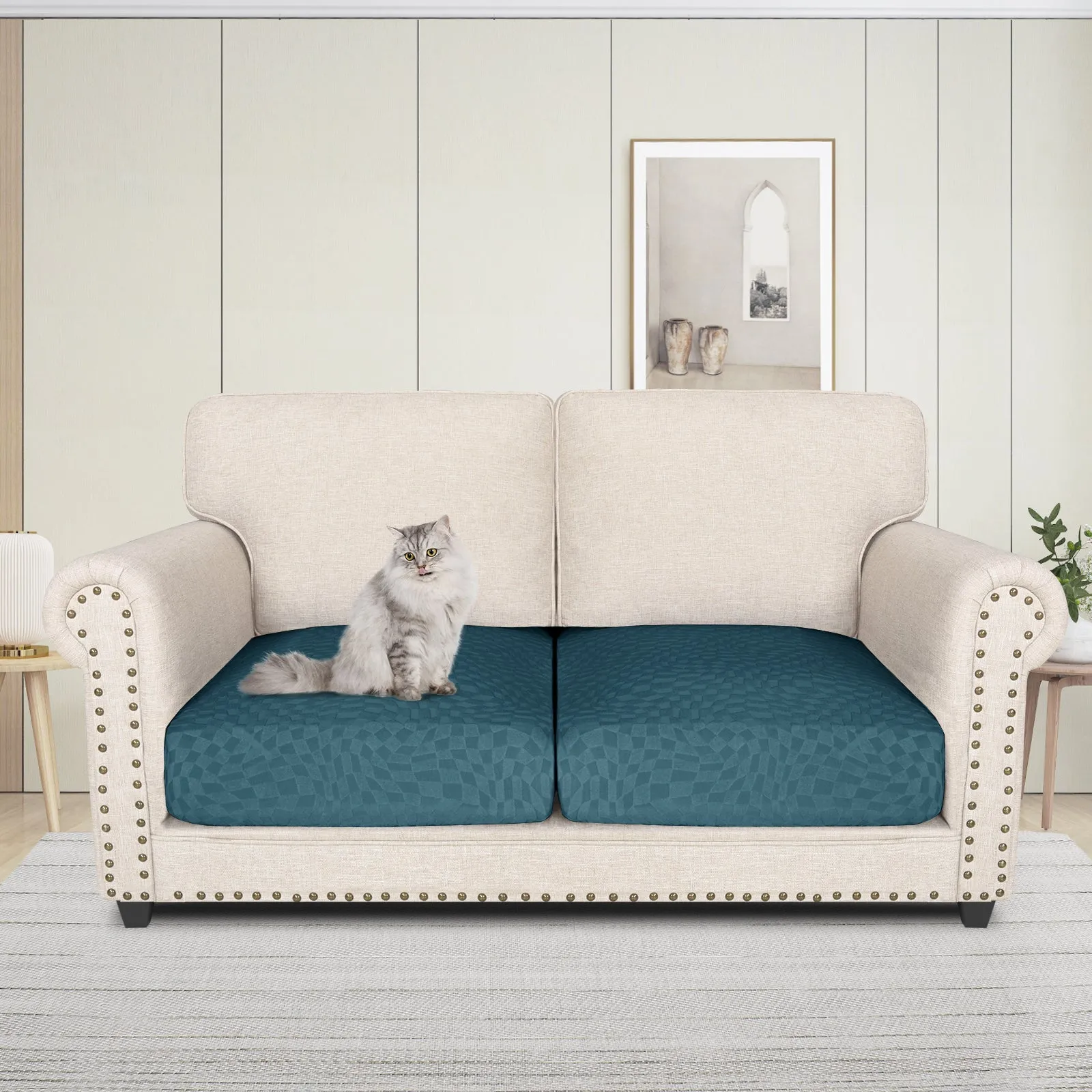 Irregular Plaid Pattern Waterproof Sectional Cushion Couch Covers