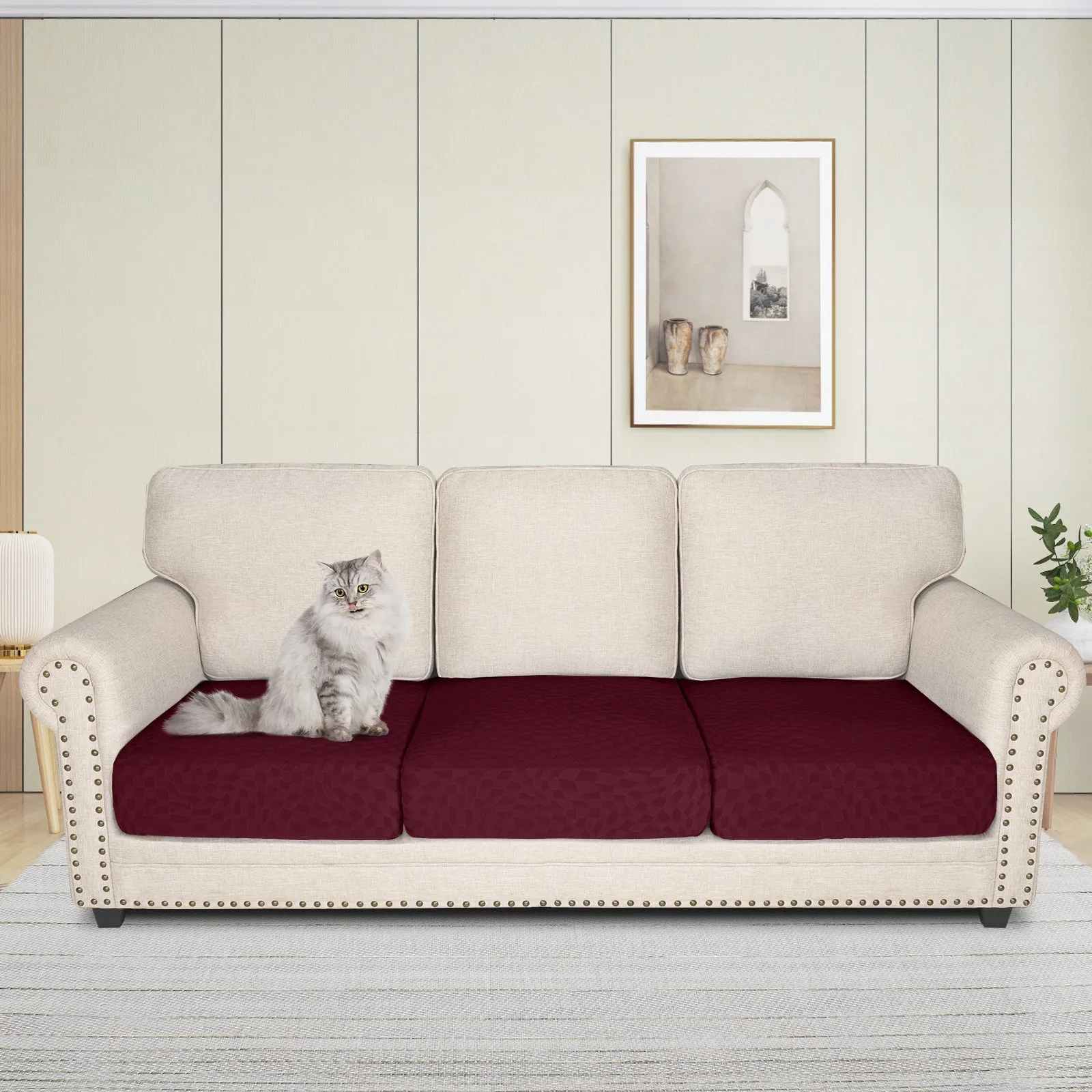 Irregular Plaid Pattern Waterproof Sectional Cushion Couch Covers