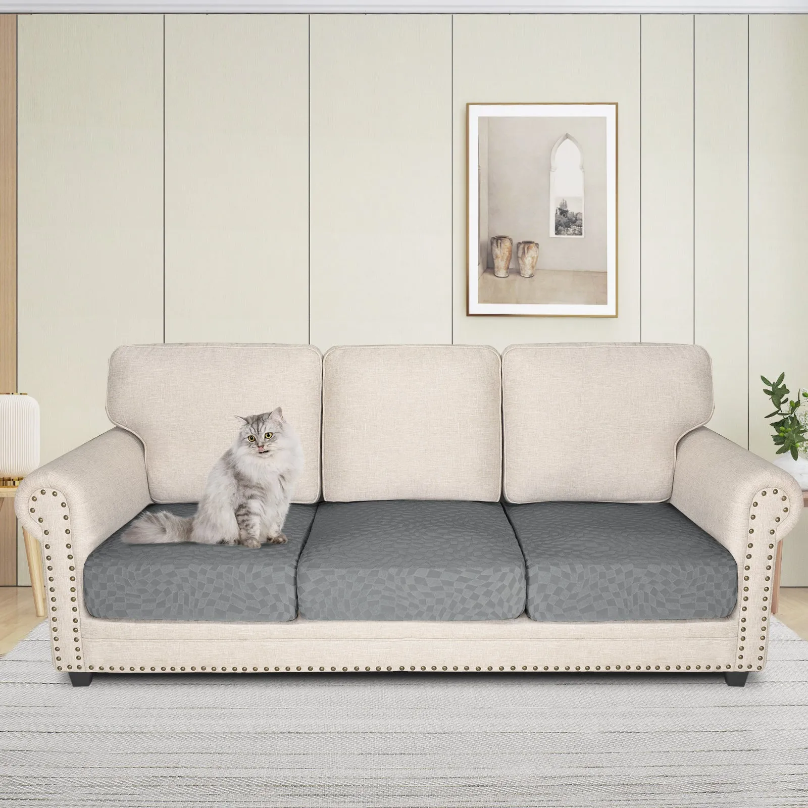 Irregular Plaid Pattern Waterproof Sectional Cushion Couch Covers