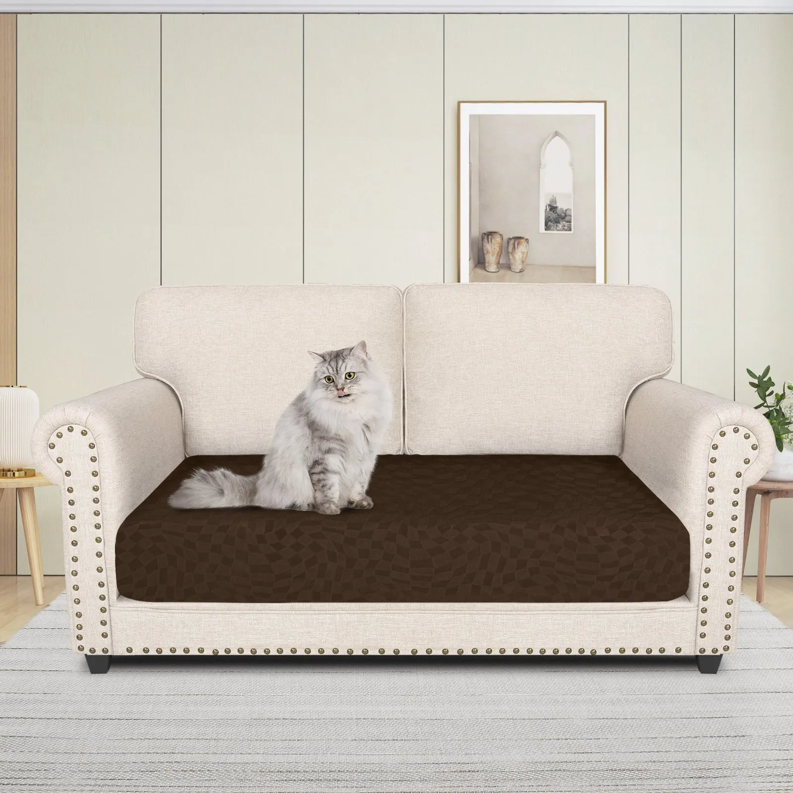 Irregular Plaid Pattern Waterproof Sectional Cushion Couch Covers