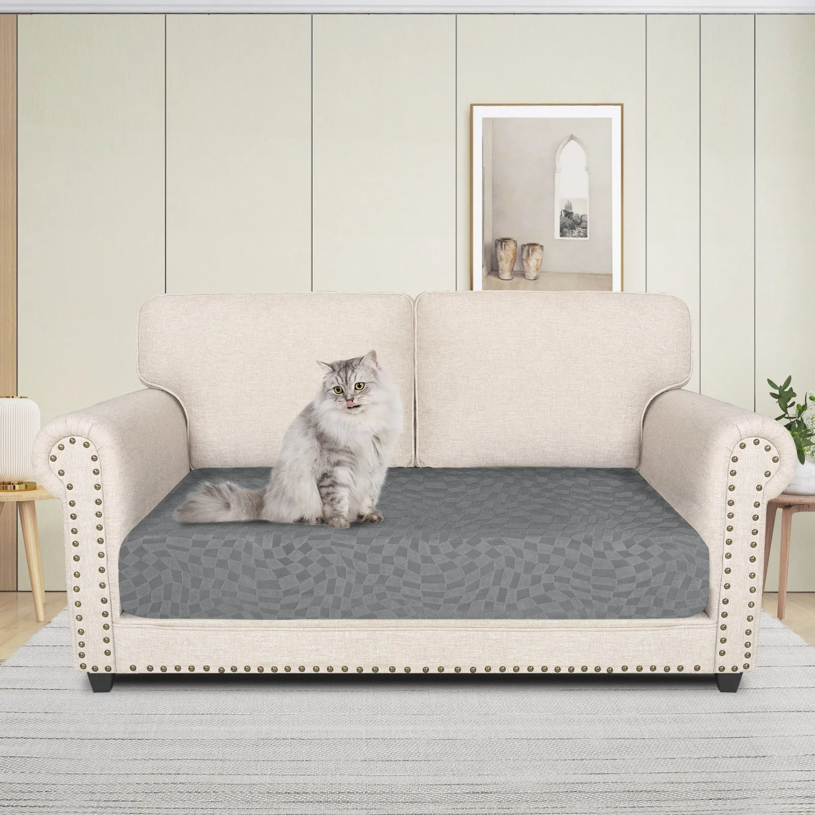 Irregular Plaid Pattern Waterproof Sectional Cushion Couch Covers