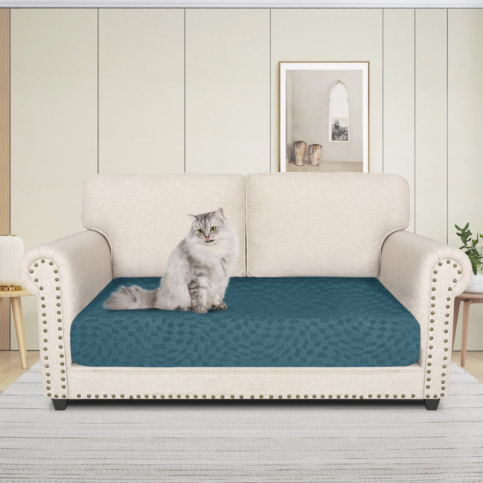 Irregular Plaid Pattern Waterproof Sectional Cushion Couch Covers