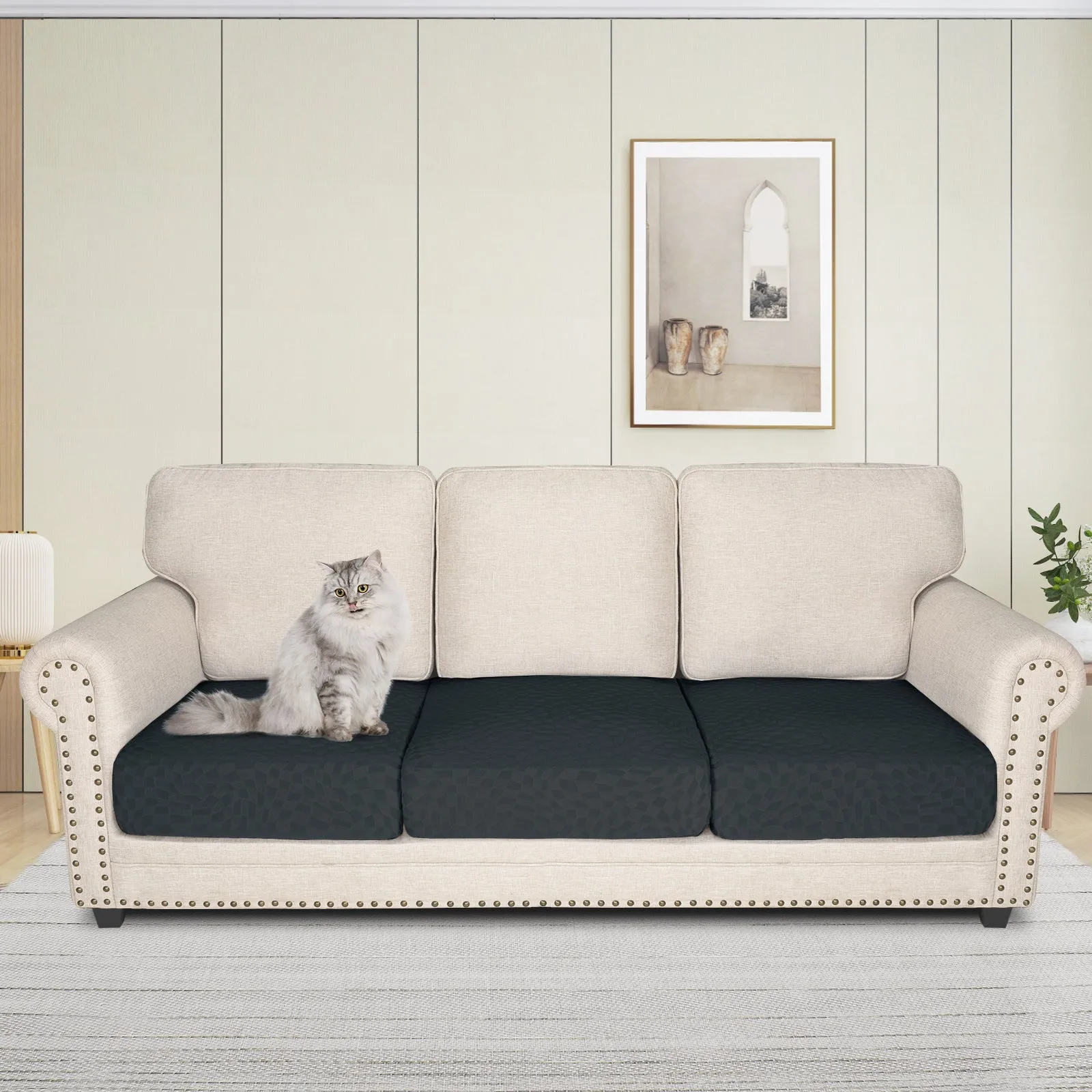 Irregular Plaid Pattern Waterproof Sectional Cushion Couch Covers